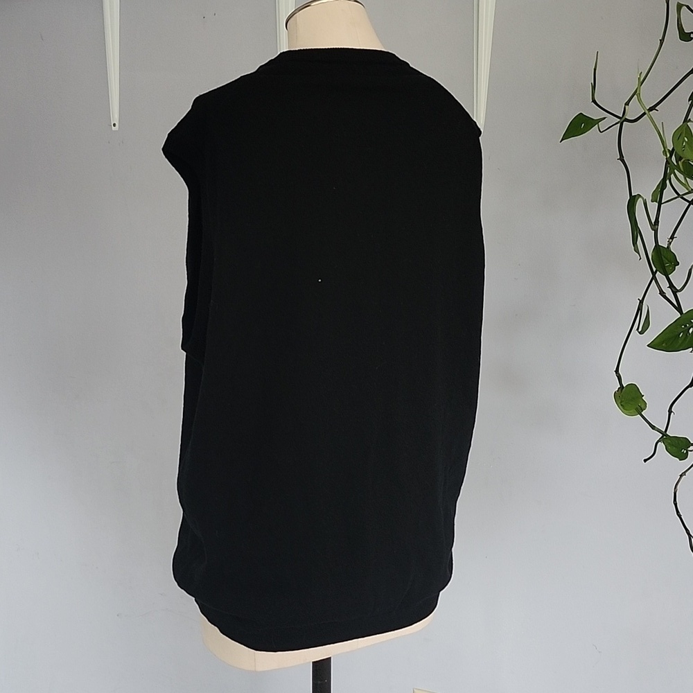 Mens Sleeveless Knitwear 100% Merino Wool Black V Neck Sweater XL - Picture 4 of 7